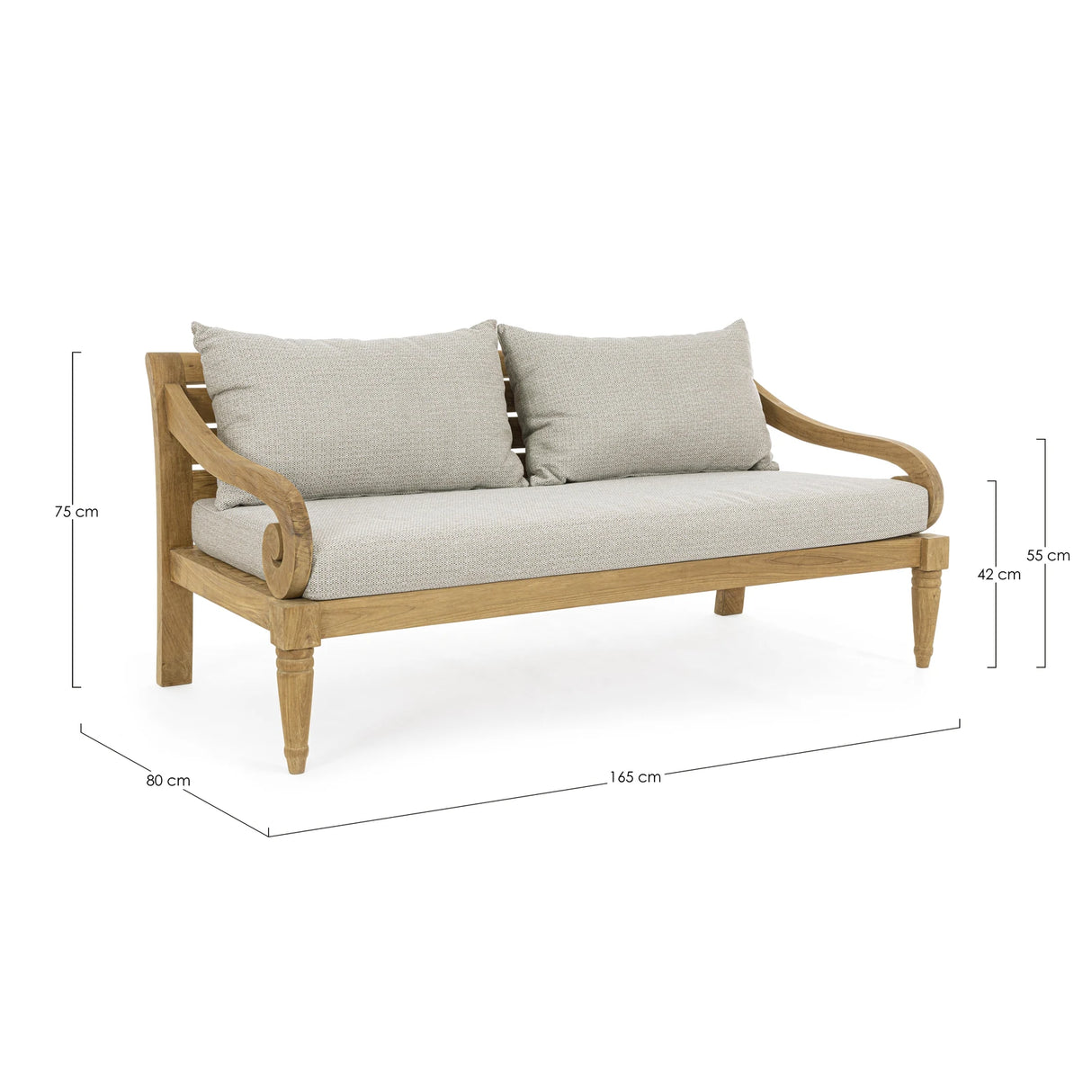 Garten-Sofa 2 bis 3-Sitzer mit Kissen Karuba Natural - FSC - ZEN ZONE Furniture