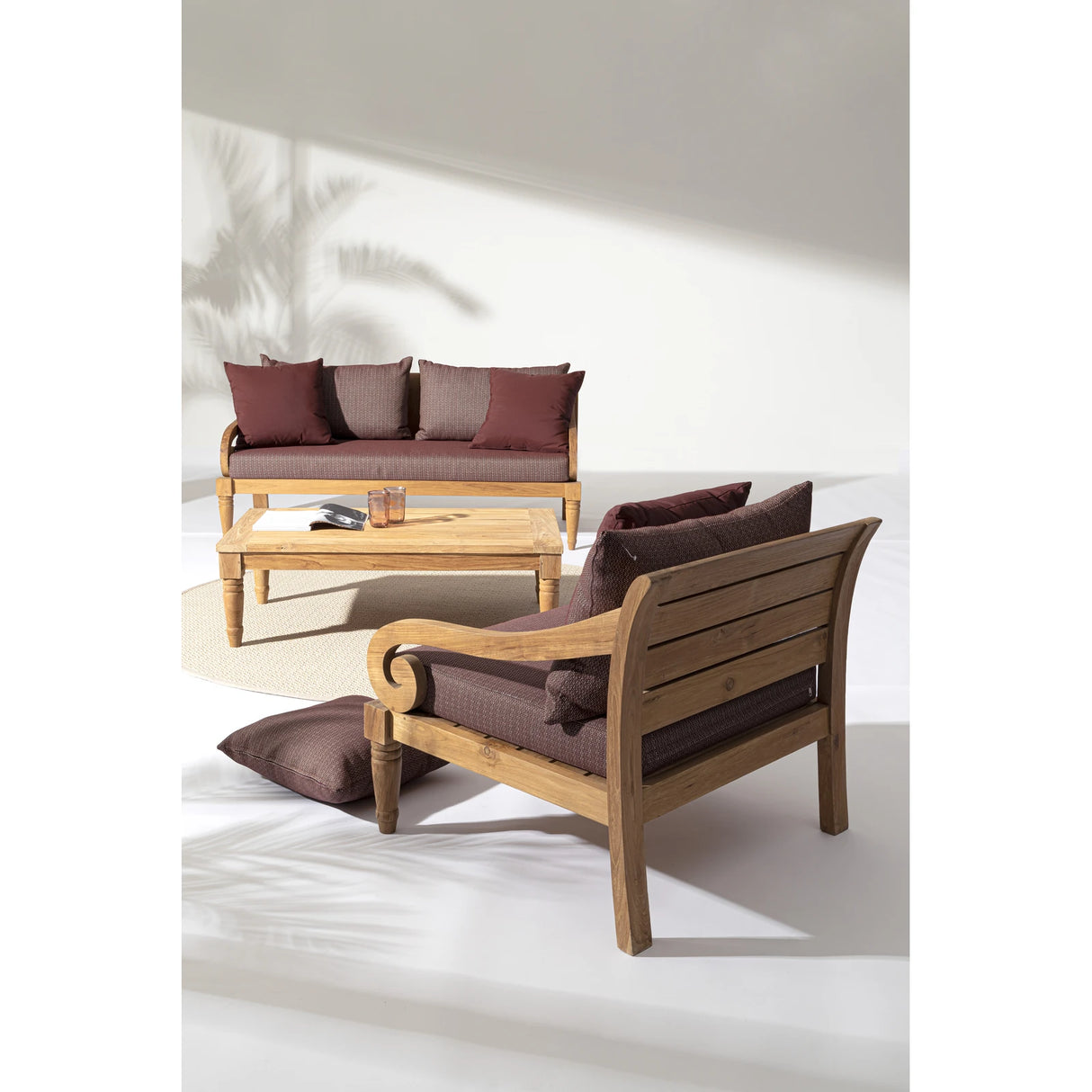 Garten-Sofa 2 bis 3-Sitzer mit Kissen Karuba Wine - FSC - ZEN ZONE Furniture