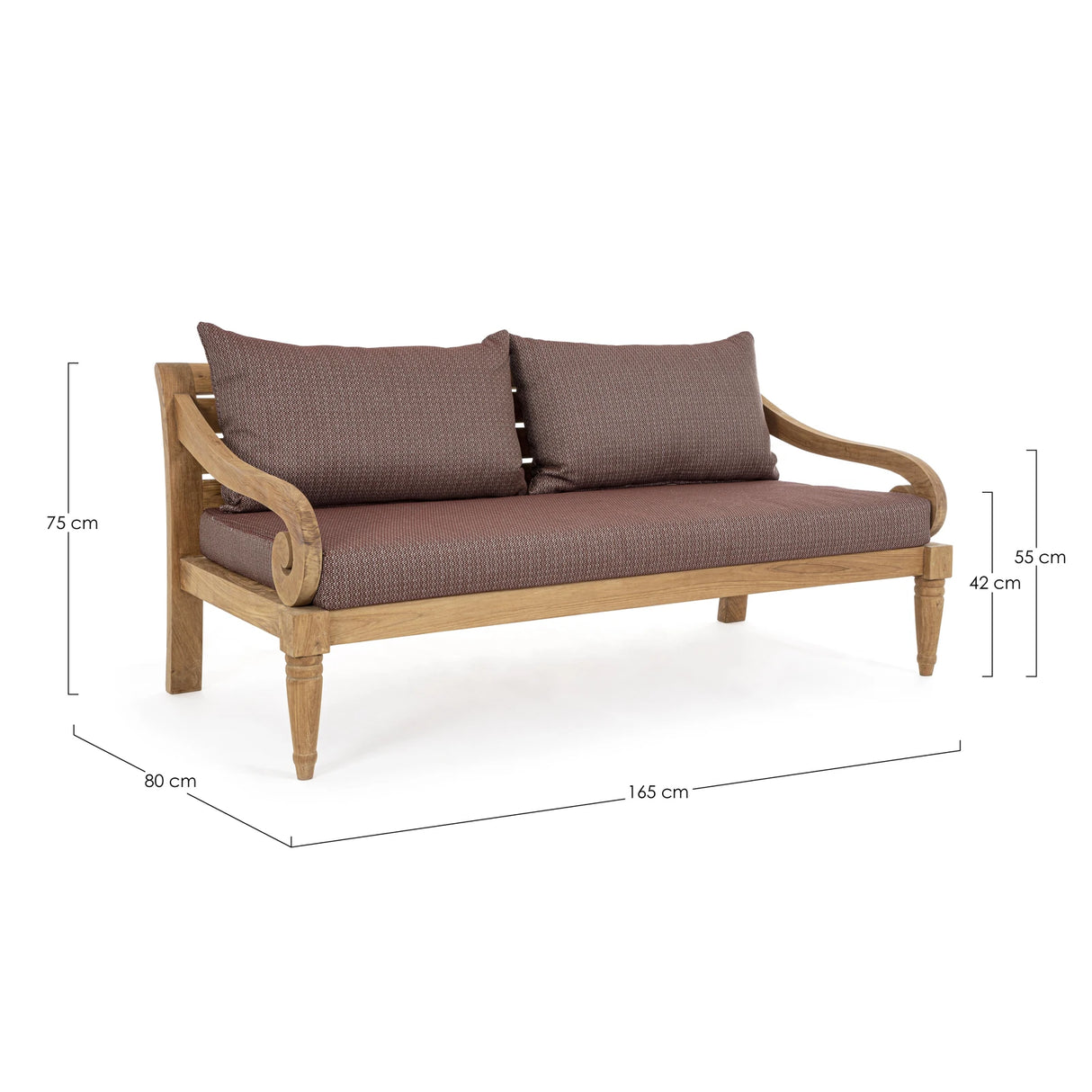 Garten-Sofa 2 bis 3-Sitzer mit Kissen Karuba Wine - FSC - ZEN ZONE Furniture