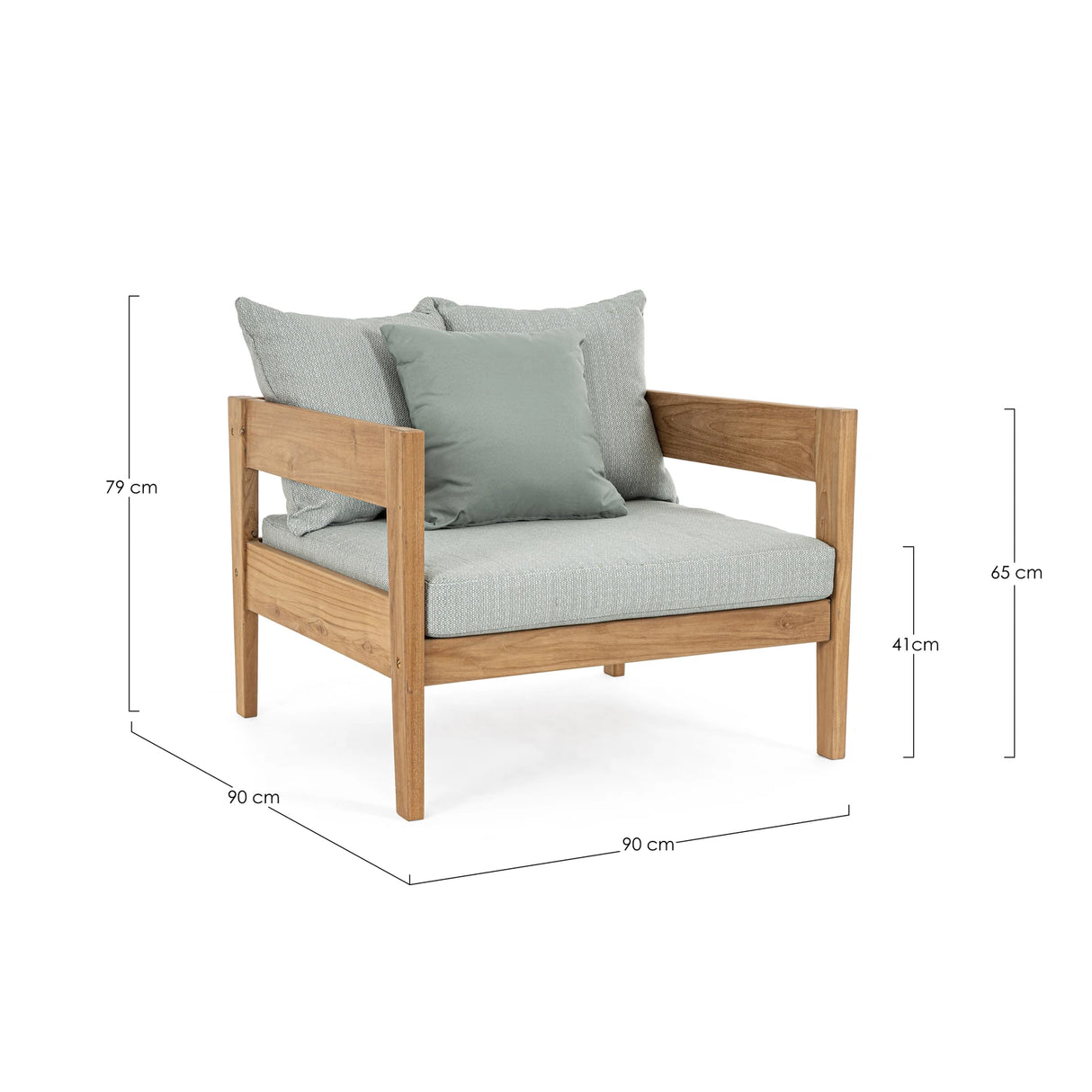 Outdoor Sessel mit Kissen Kobo Aqua - FSC - ZEN ZONE Furniture