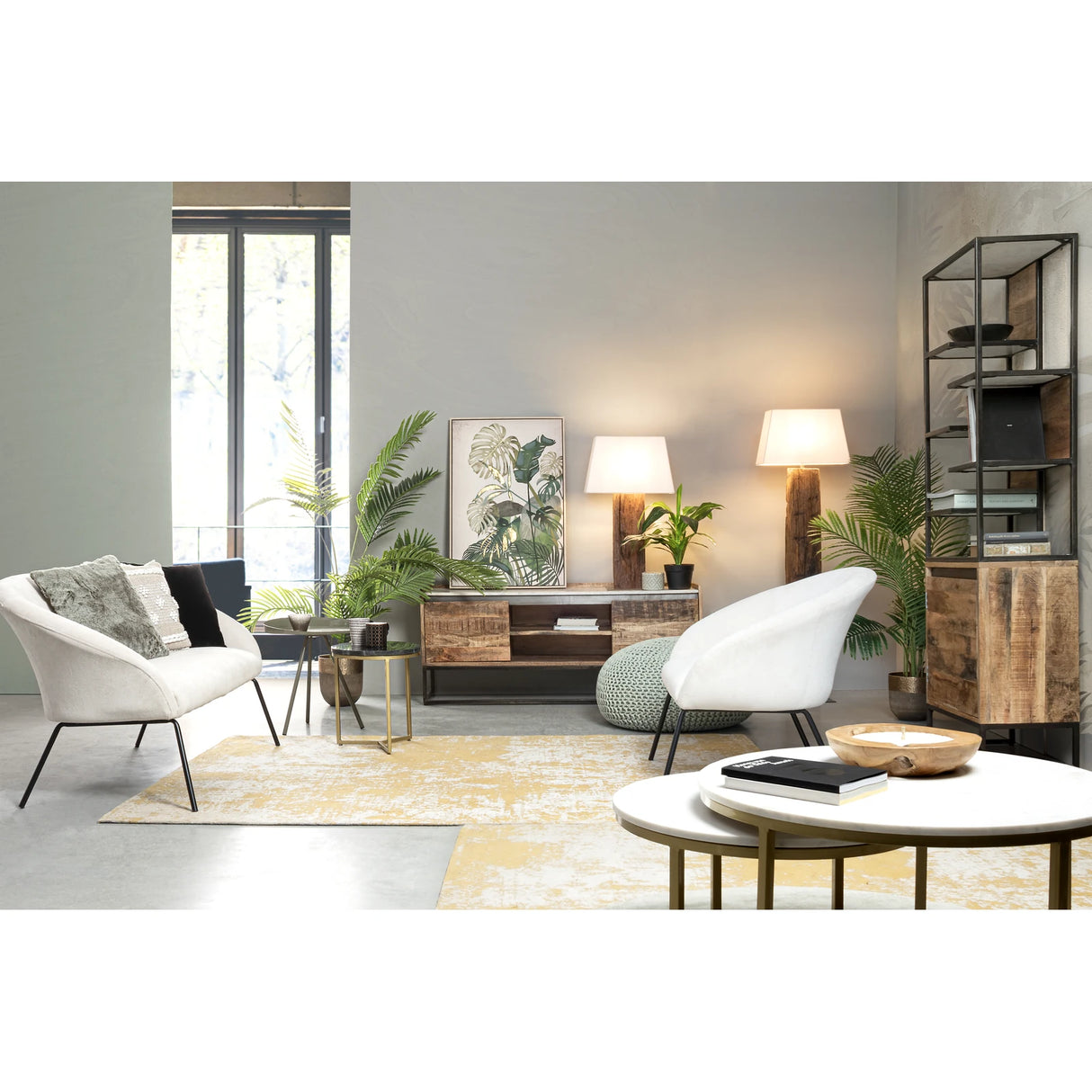 Tischlampe Hugo Messing-Weiß Höhe 85cm - ZEN ZONE Furniture