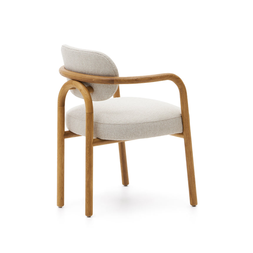 Melqui beige Stuhl aus massiver Eiche mit natürlichem Finish - ZEN ZONE Furniture