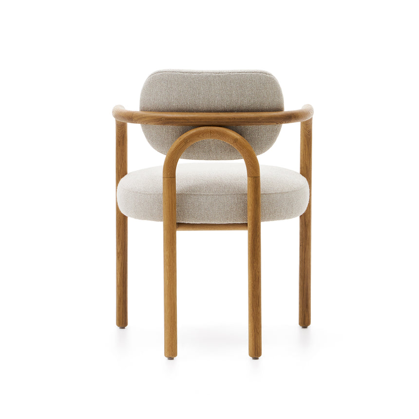 Melqui beige Stuhl aus massiver Eiche mit natürlichem Finish - ZEN ZONE Furniture