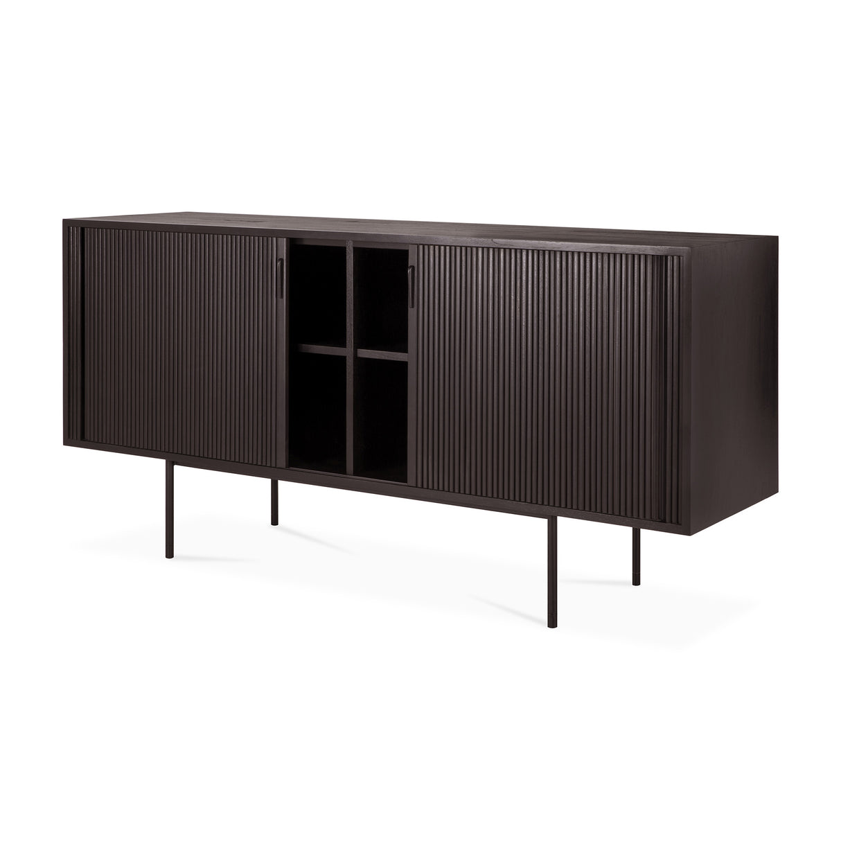 Roller Max Sideboard - lackiertes Teak - off black - 2 Schiebetüren - 168 x 45 x 80 cm - ZEN ZONE Furniture