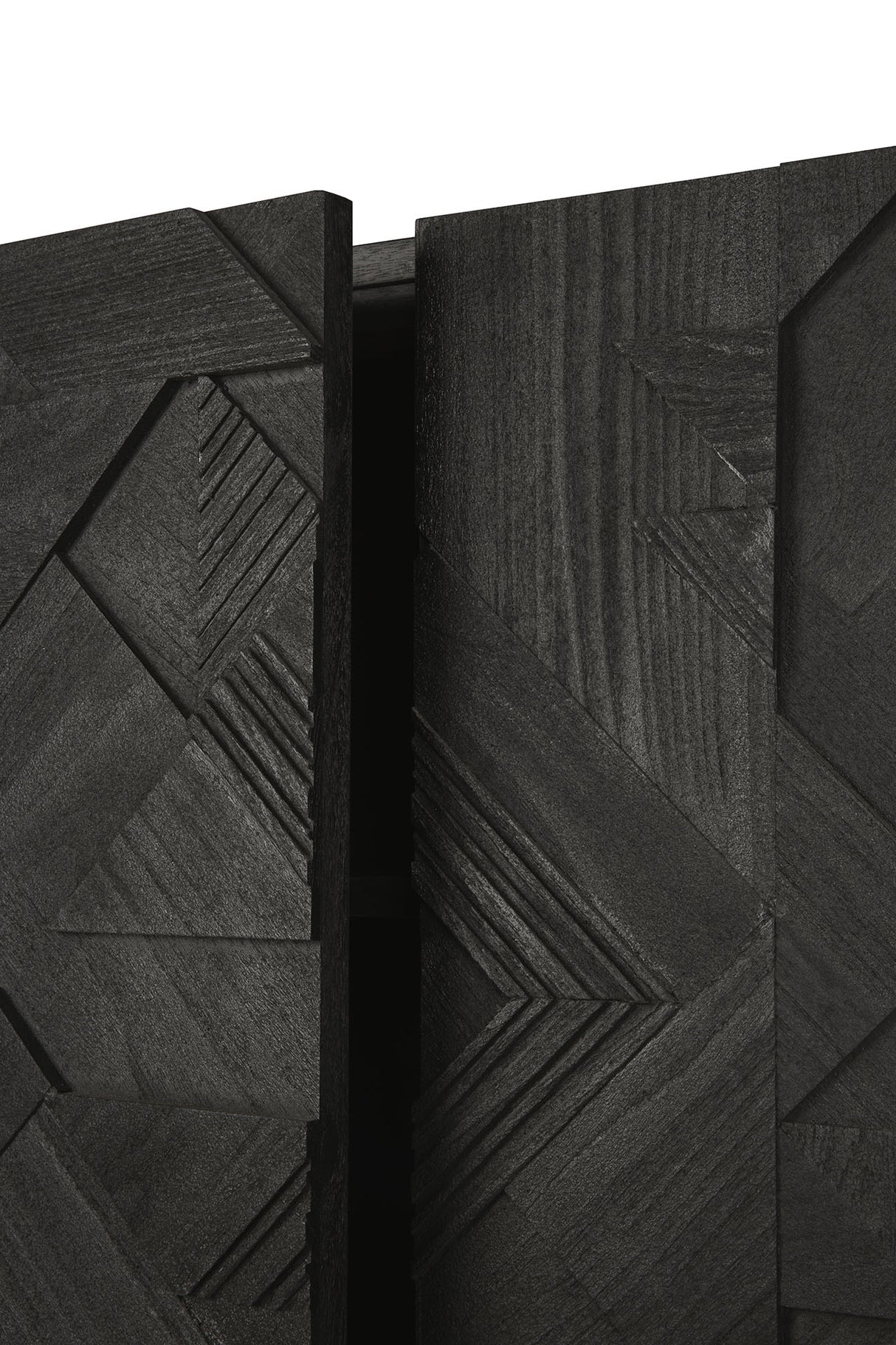 Graphic Sideboard - lackiertes Teak - schwarz - 4 Türen - 224 x 45 x 80 cm - ZEN ZONE Furniture