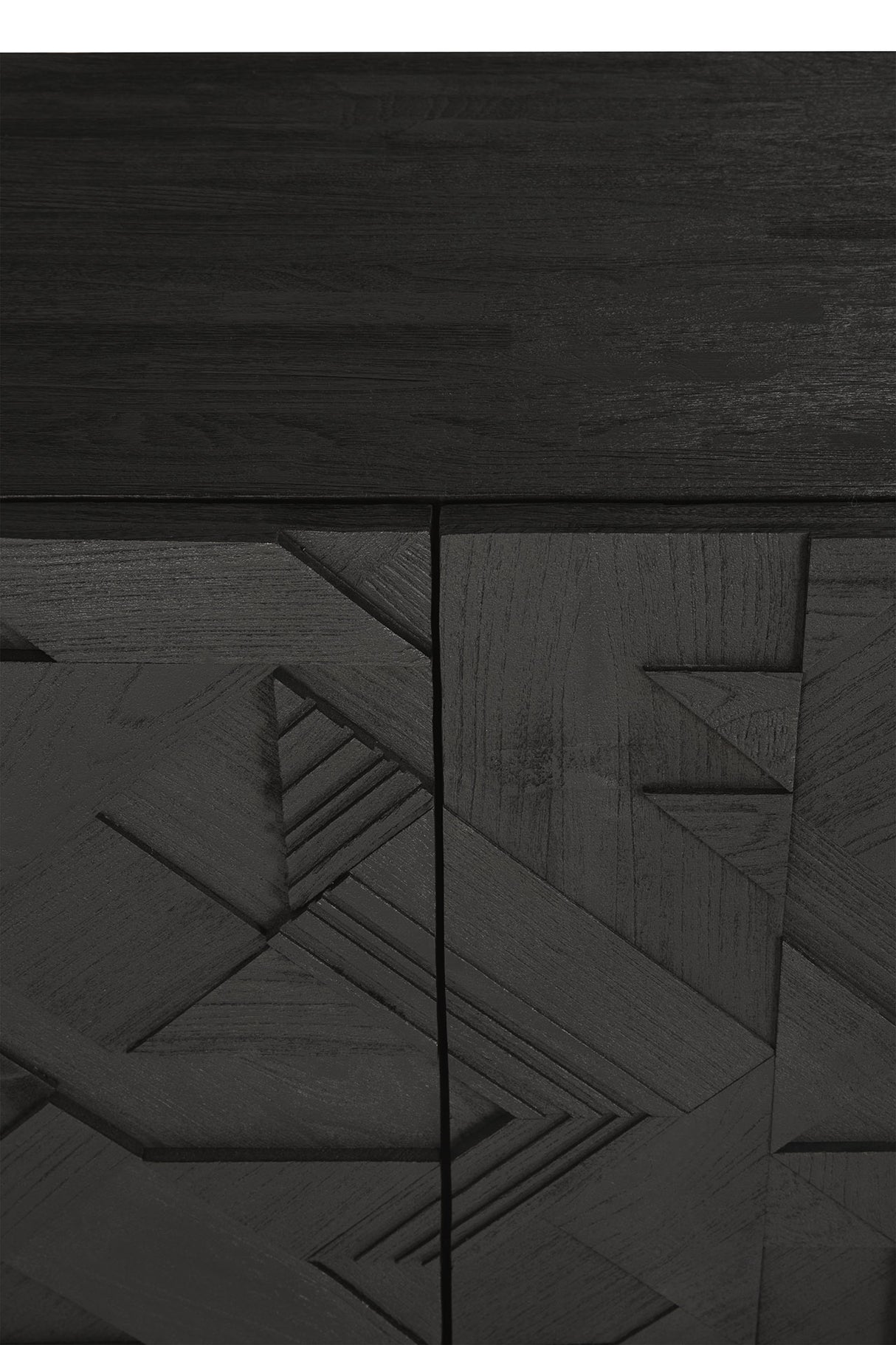 Graphic Sideboard - lackiertes Teak - schwarz - 4 Türen - 224 x 45 x 80 cm - ZEN ZONE Furniture