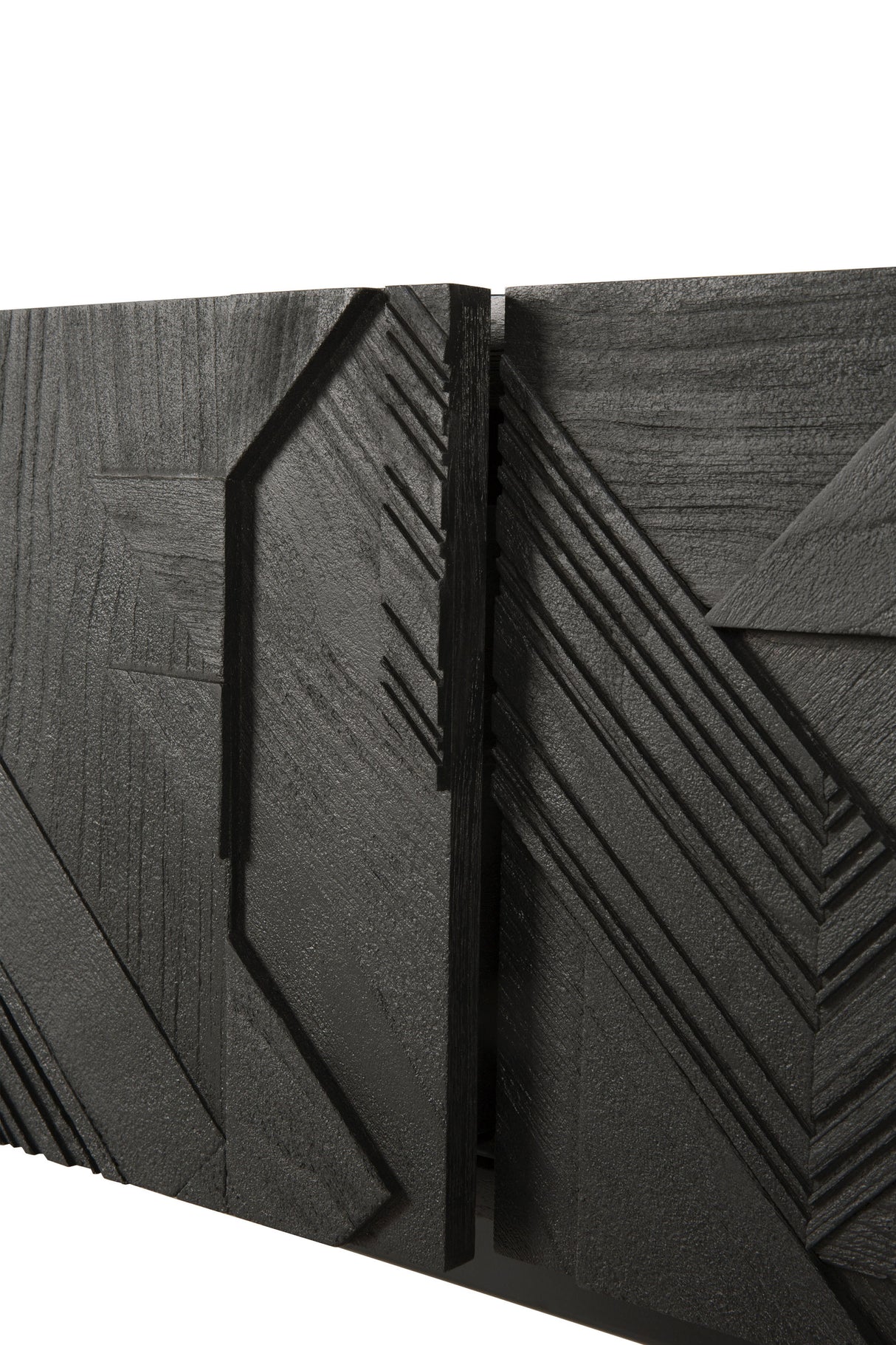 Graphic TV-Schrank - lackiertes Teak - schwarz - 1 Klapptür - 2 Schubladen - 240 x 45 x 51 cm - ZEN ZONE Furniture