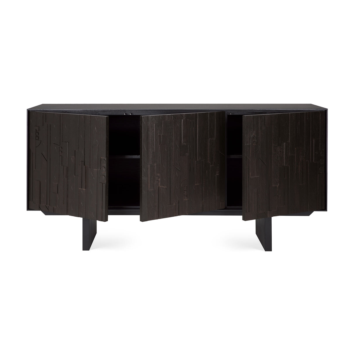 Mosaic Sideboard - lackiertes Teak - off black - 3 Türen - 170 x 45 x 82 cm - ZEN ZONE Furniture