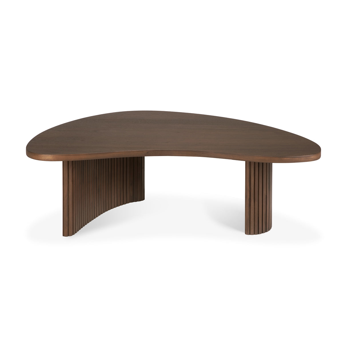 Boomerang Couchtisch - lackiertes Teak - braun - Kieselsteinform - ZEN ZONE