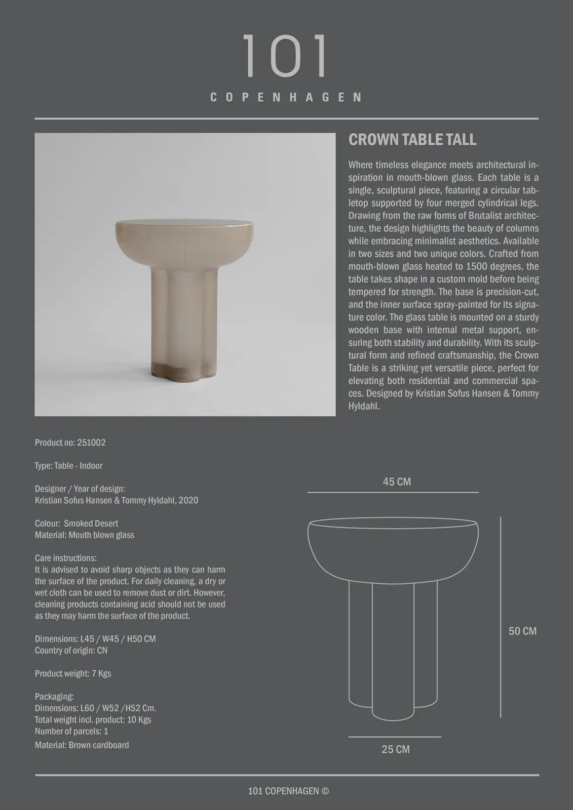Beistelltisch Crown aus Glas in Smoked Desert, Hoch von 101 Copenhagen – Bild 9