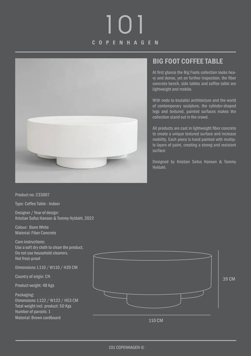 Couchtisch Big Foot aus Faserbeton in Bone White, 110×110×39 cm von 101 Copenhagen – Bild 4