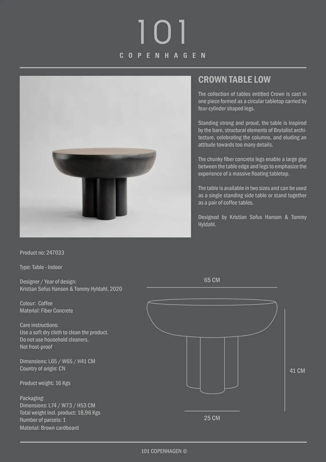 Couchtisch Crown aus Faserbeton in Coffee, Niedrig von 101 Copenhagen – Bild 7