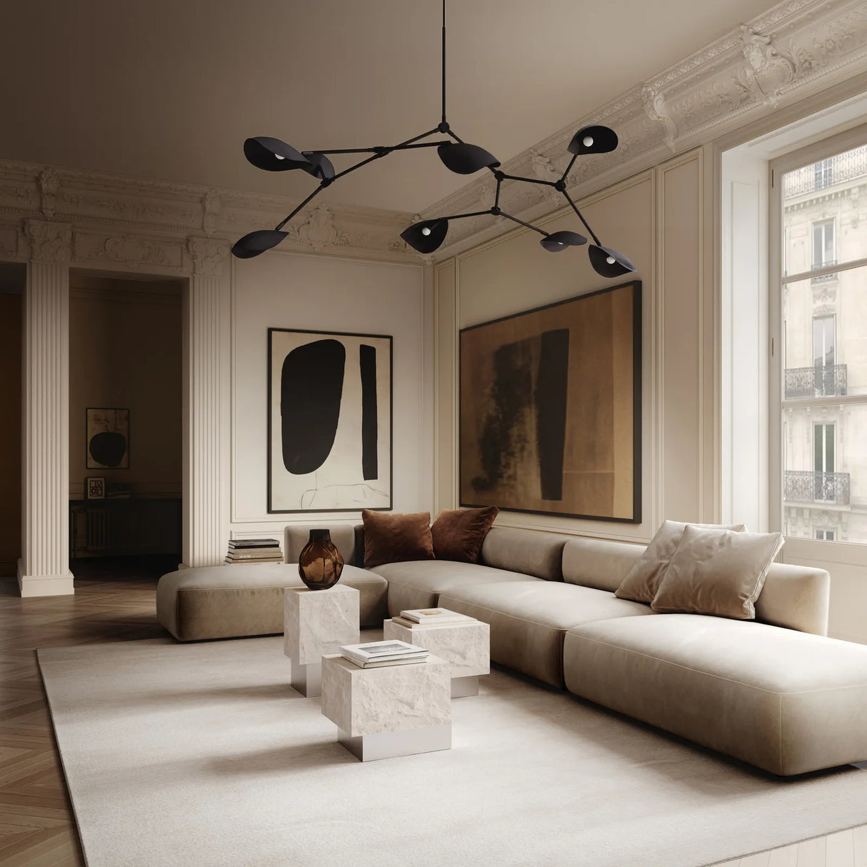 Couchtisch Temple aus Kalkstein in Chrome / Limestone, schmal, 32×33×55 cm von 101 Copenhagen – Bild 2