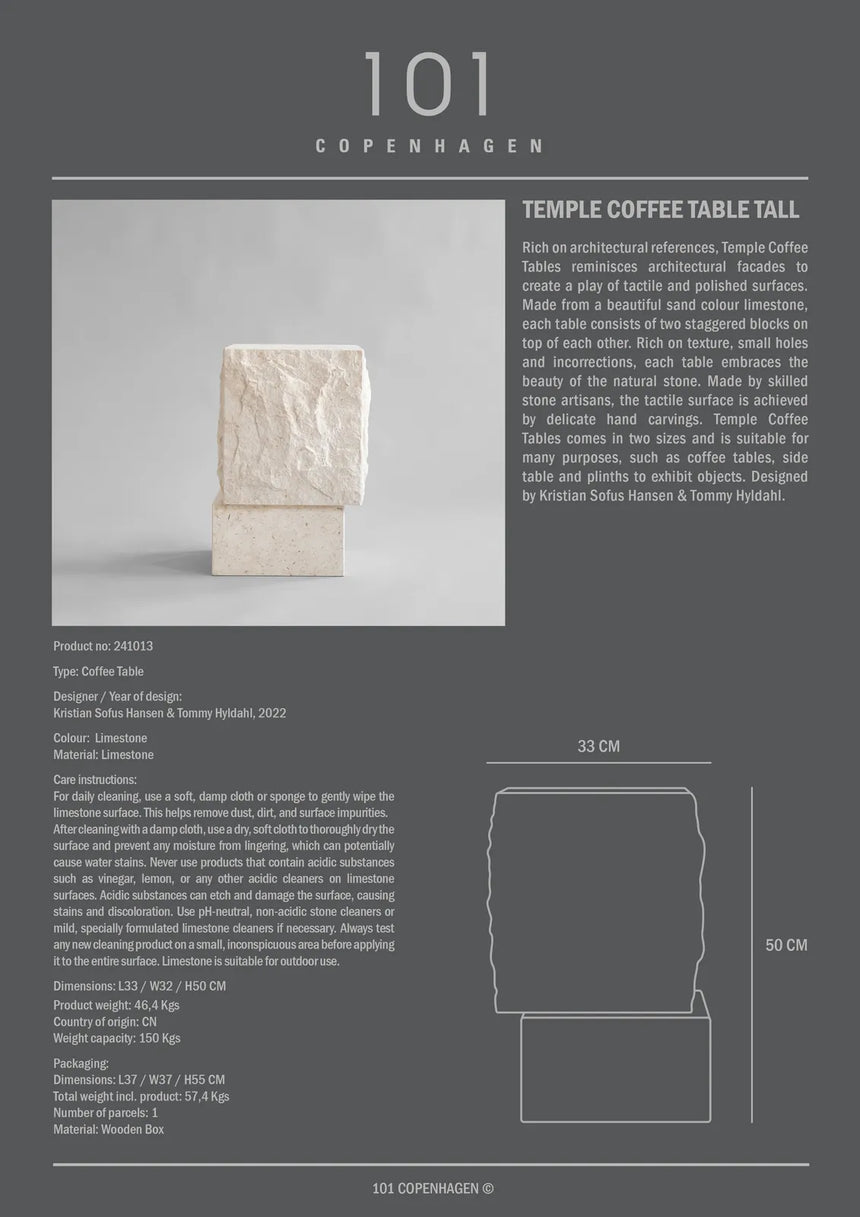 Couchtisch Temple aus Kalkstein, schmal, 32×33×50 cm von 101 Copenhagen – Bild 12
