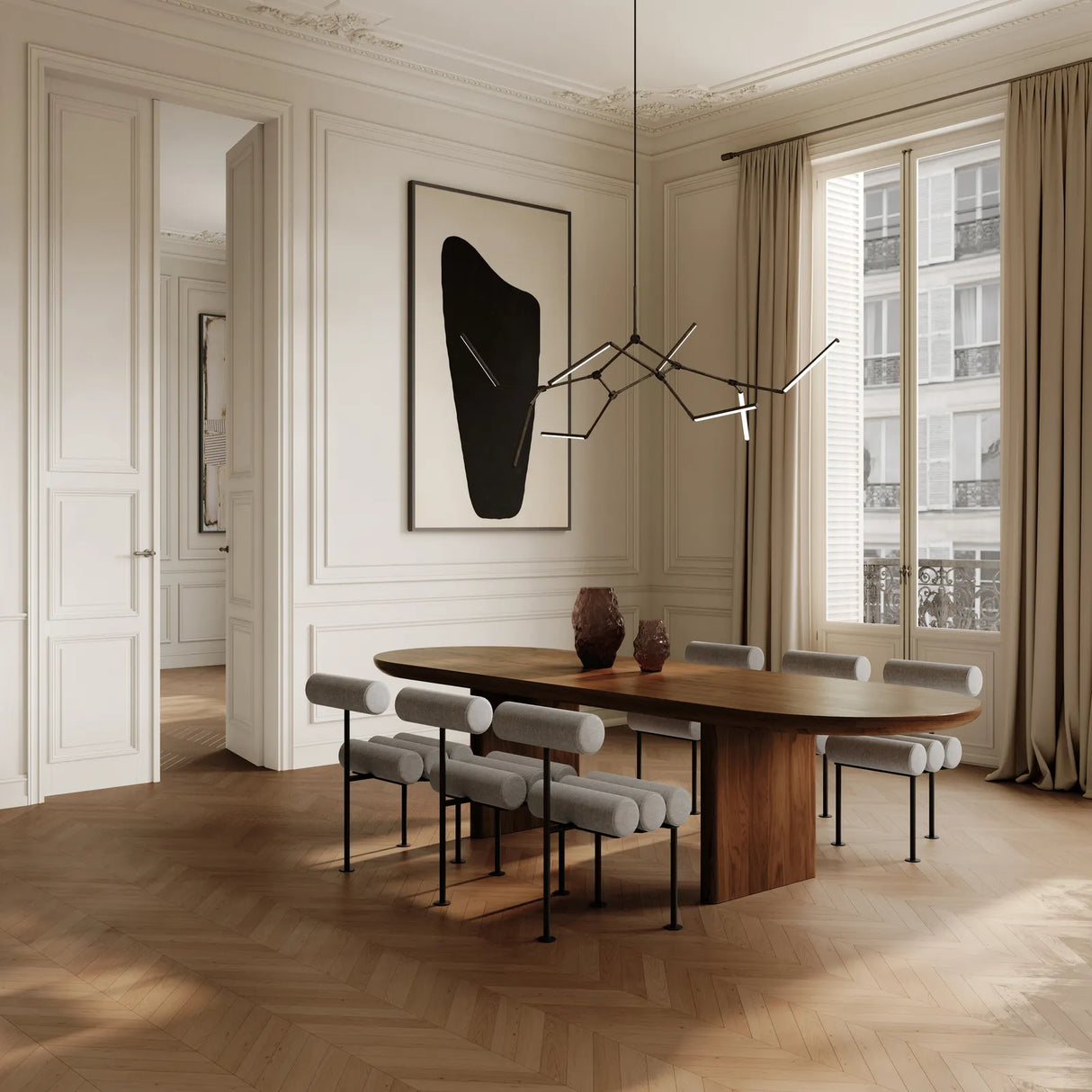 Essstuhl Hiro, aus Leinen in Sand, schwarze Beine von 101 Copenhagen – Bild 8