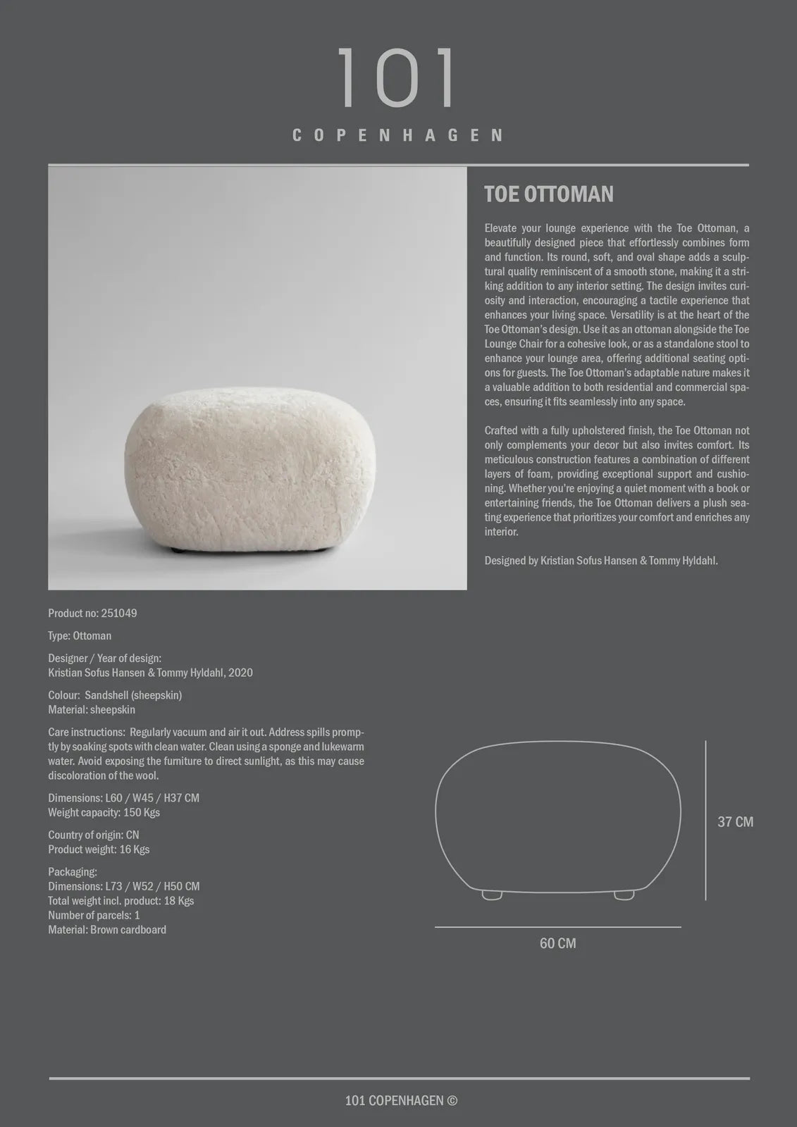 Pouf Toe aus Schaffell in Sandshell von 101 Copenhagen – Bild 4