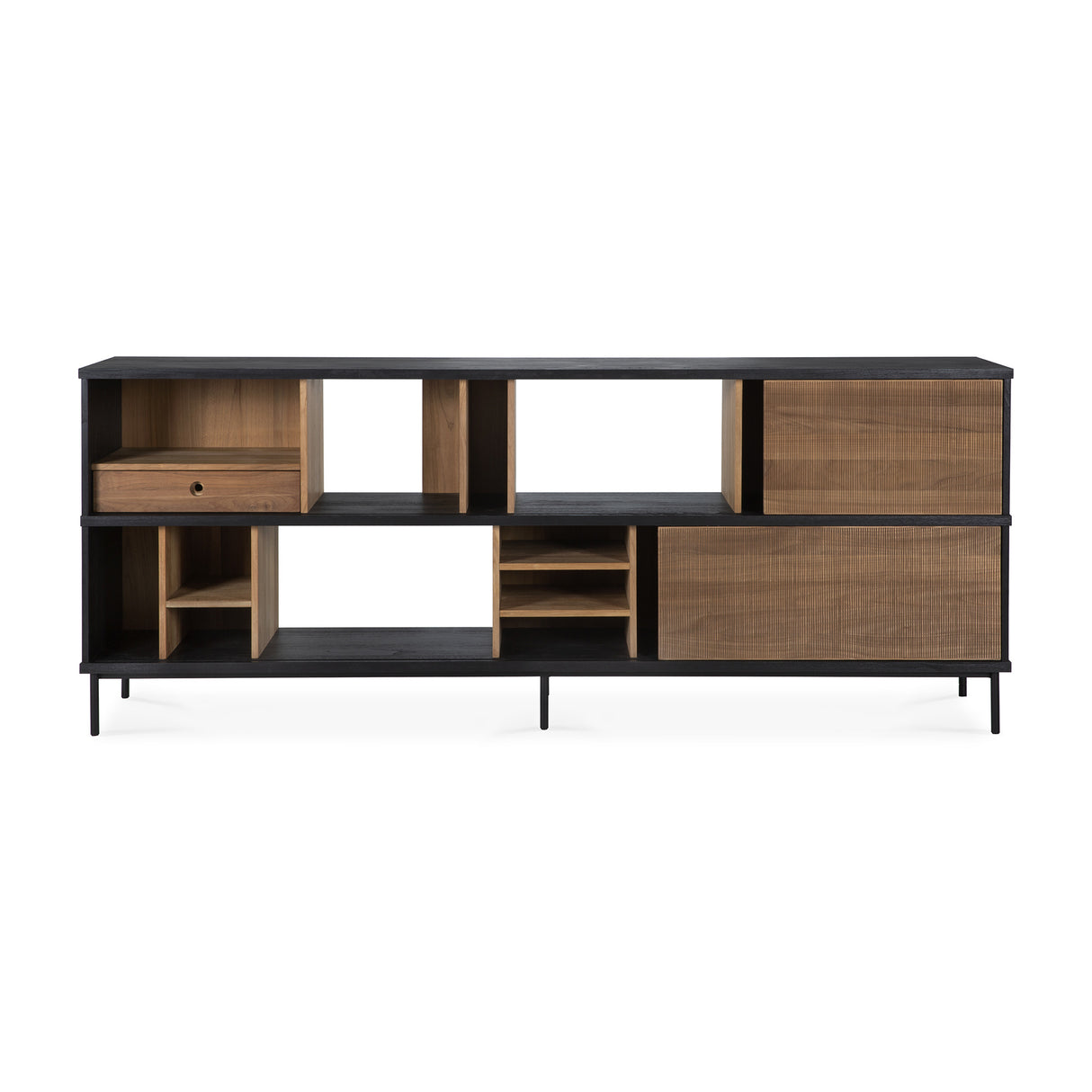 Oscar Sideboard - Teak - 2 Schiebetüren - 3 Schubladen - 224 x 40 x 89 cm - ZEN ZONE Furniture