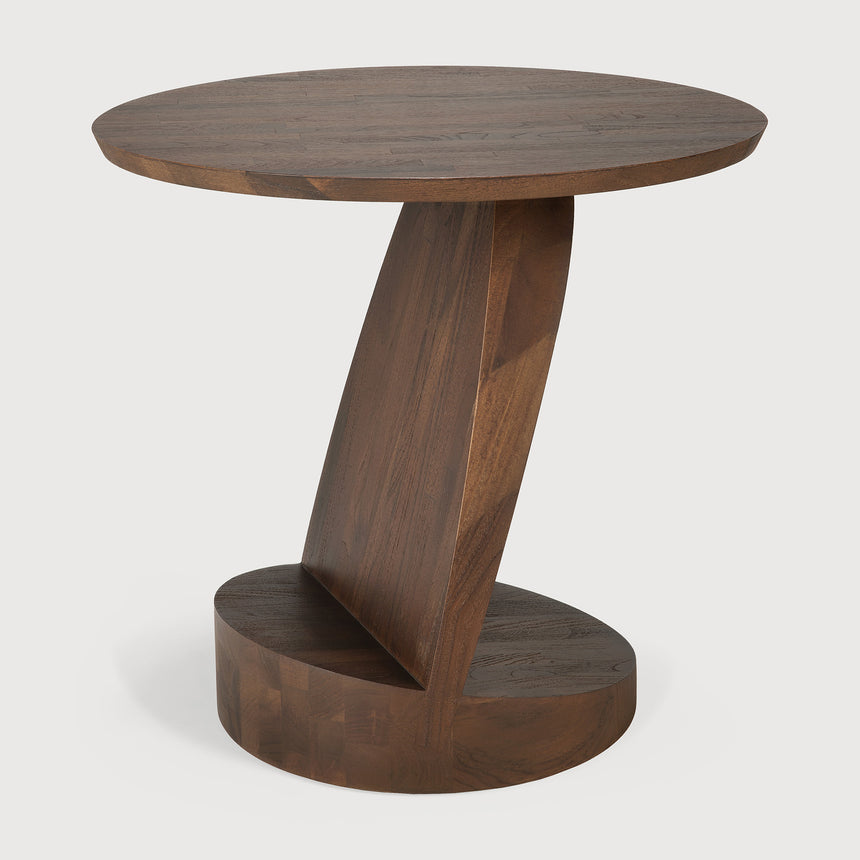 Oblic Beistelltisch - lackiertes Teak - braun - rund - 52 x 52 x 49 cm - ZEN ZONE Furniture