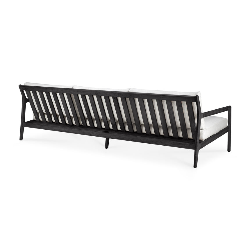 Jack Gartensofa - lackiertes Teak - schwarz - Off White Stoff - 3+ Sitzer - 265 x 90 x 74 cm - ZEN ZONE