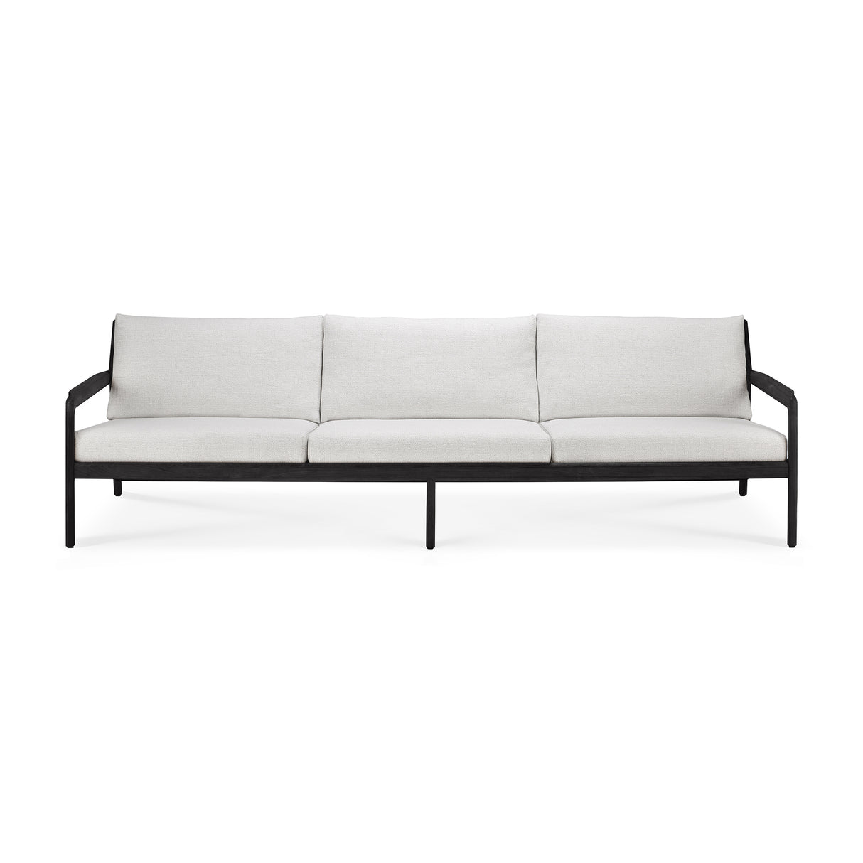 Jack Gartensofa - lackiertes Teak - schwarz - Off White Stoff - 3+ Sitzer - 265 x 90 x 74 cm - ZEN ZONE