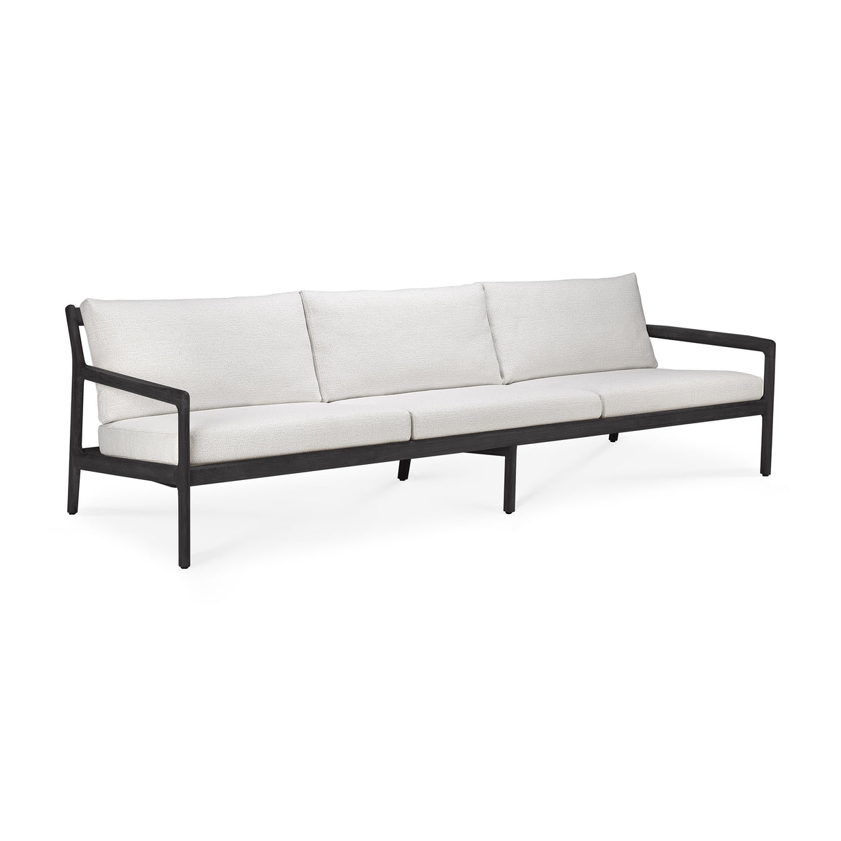 Jack Gartensofa - lackiertes Teak - schwarz - Off White Stoff - 3+ Sitzer - 265 x 90 x 74 cm - ZEN ZONE