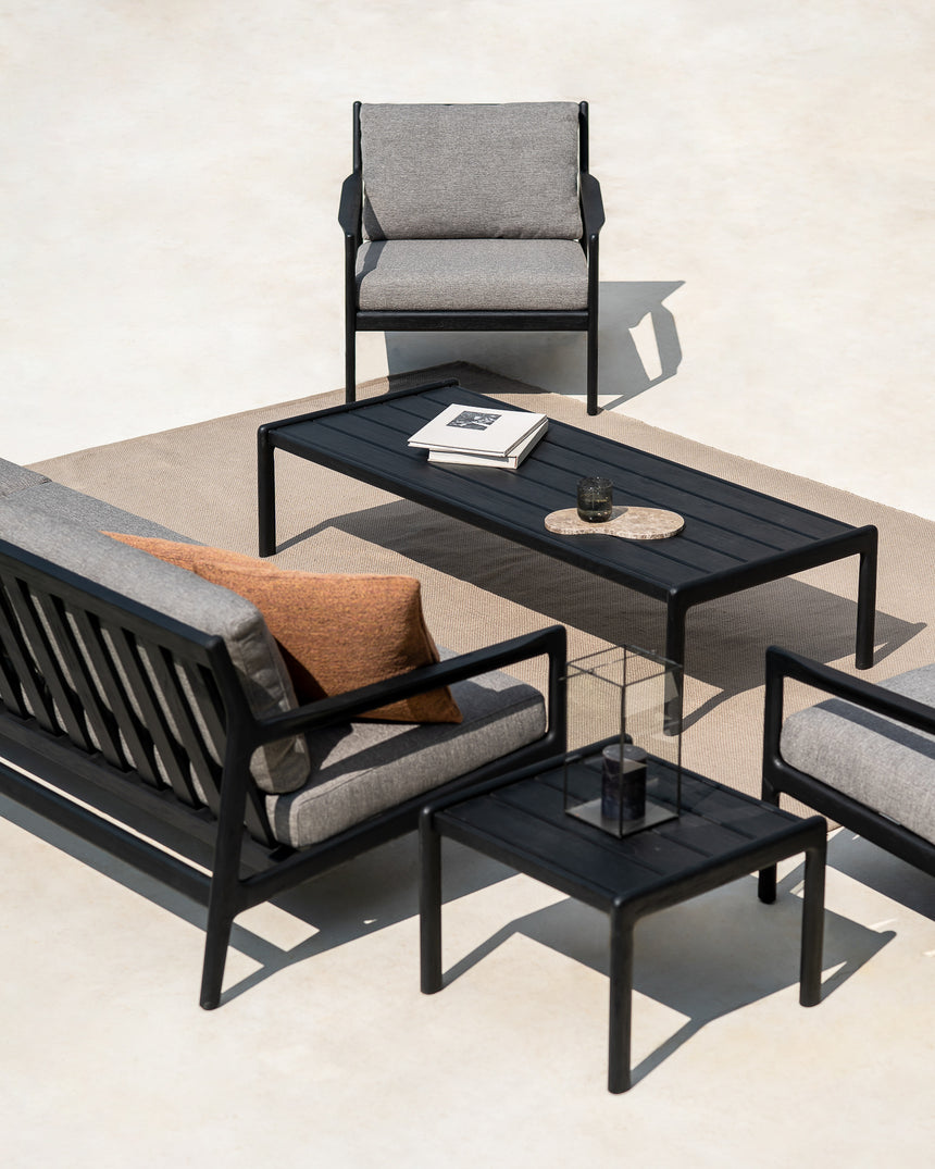 Jack Garten-Loungestuhl - lackiertes Teak - schwarz - Mocha Stoff - 76 x 90 x 74 cm - ZEN ZONE