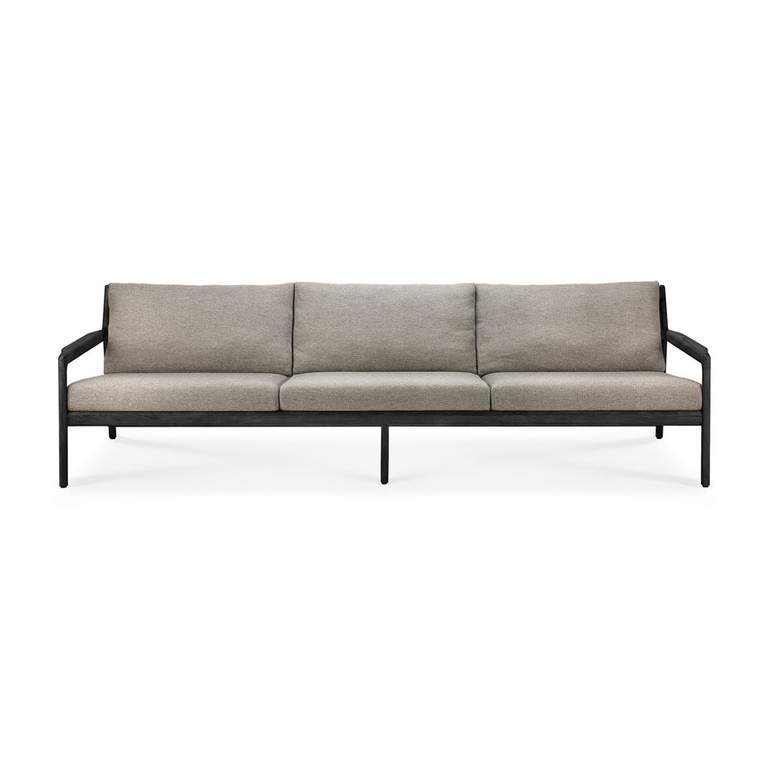 Jack Gartensofa - lackiertes Teak - schwarz - Mocha Stoff - 3+ Sitzer - 265 x 90 x 74 cm - ZEN ZONE