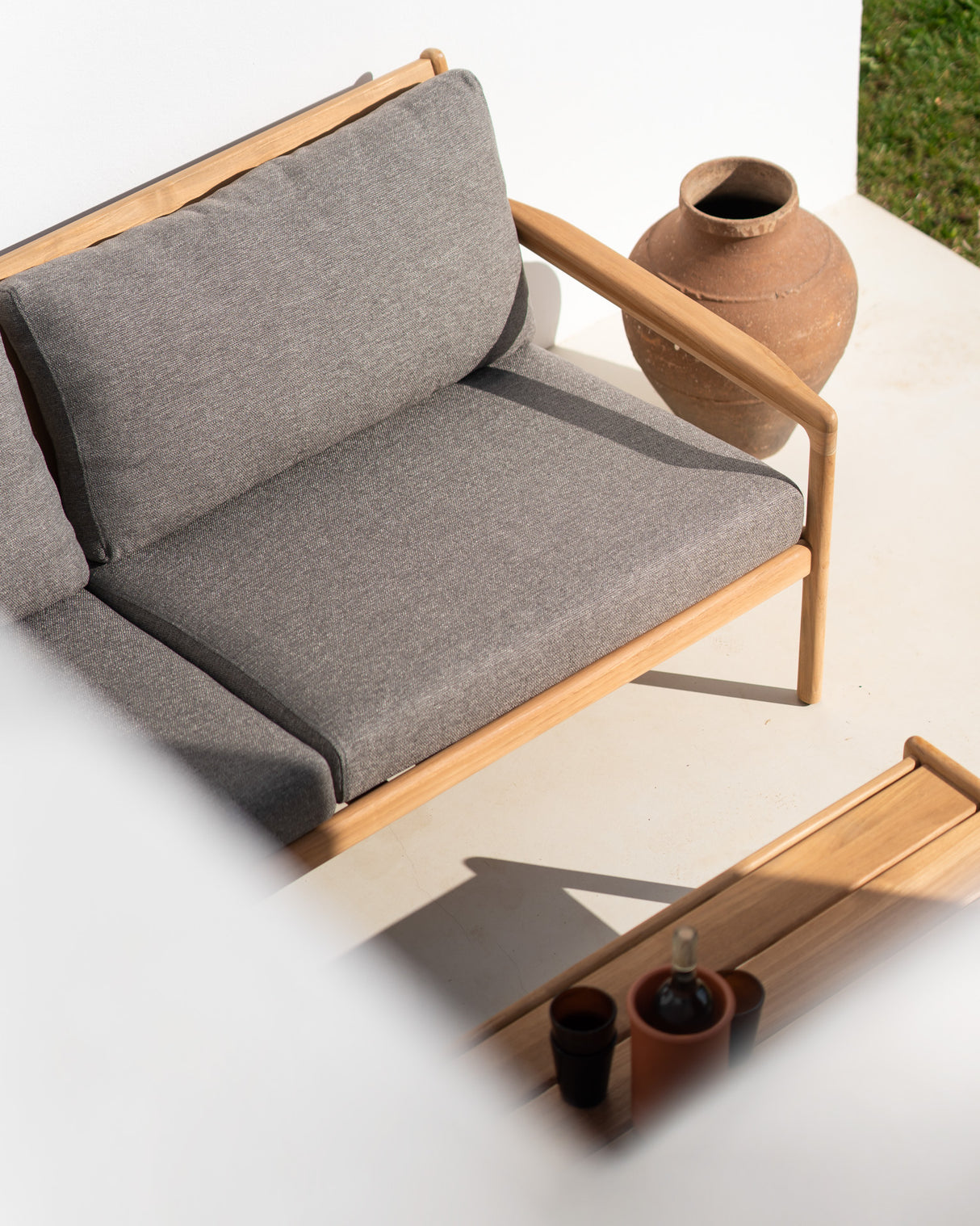 Jack Gartensofa - Teak - Mocha Stoff - 2+ Sitzer - 180 x 90 x 74 cm - ZEN ZONE