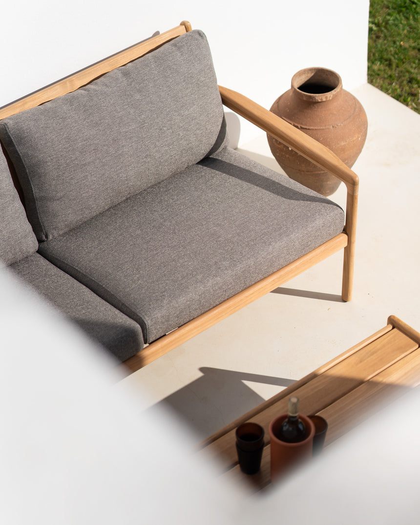 Jack Gartensofa - Teak - Mocha Stoff - 2+ Sitzer - 180 x 90 x 74 cm - ZEN ZONE