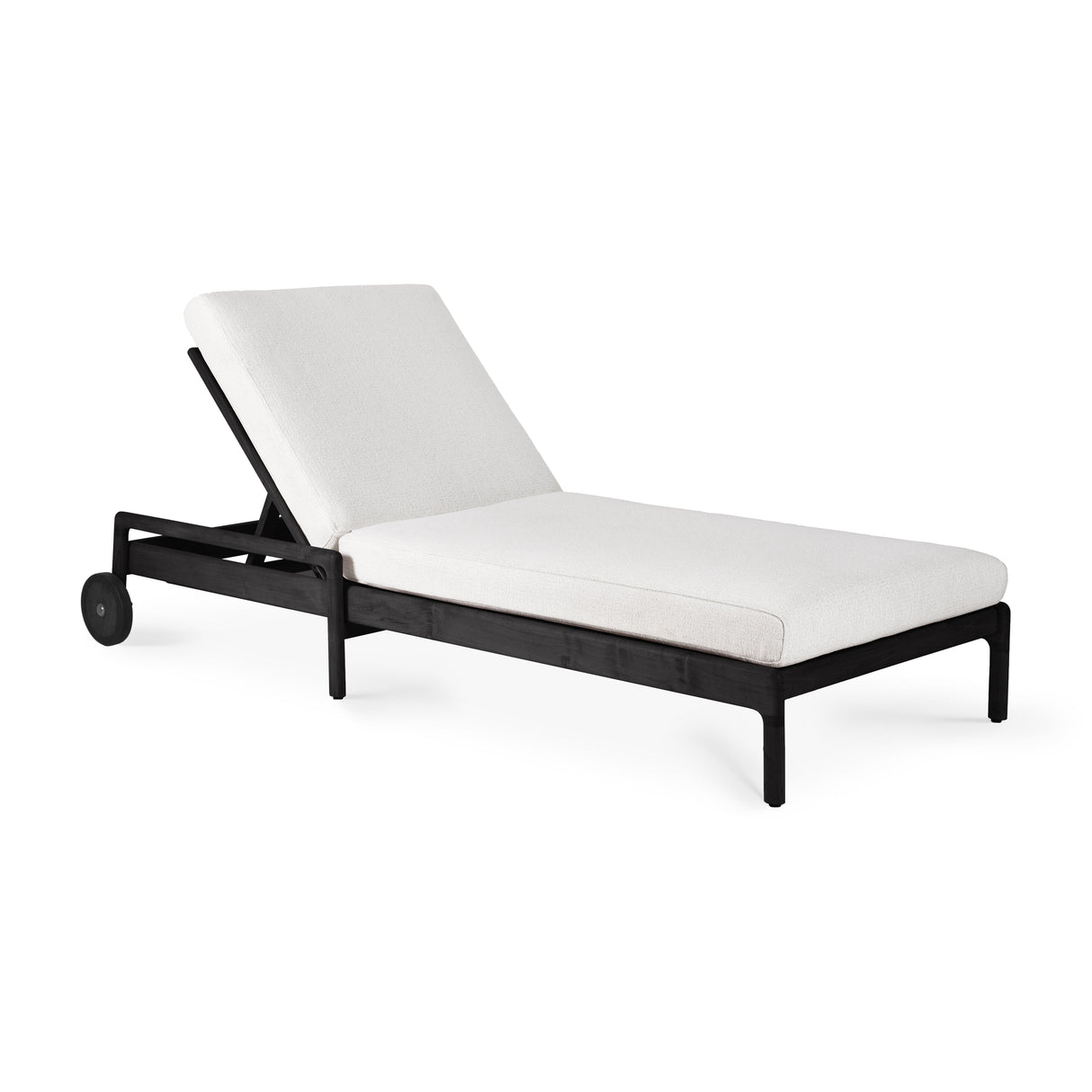 Jack Gartenliege verstellbar - lackiertes Teak - schwarz - Off White Stoff - 216 x 84 x 34 cm - ZEN ZONE Furniture