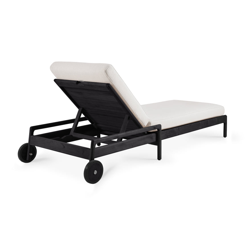 Jack Gartenliege verstellbar - lackiertes Teak - schwarz - Off White Stoff - 216 x 84 x 34 cm - ZEN ZONE Furniture