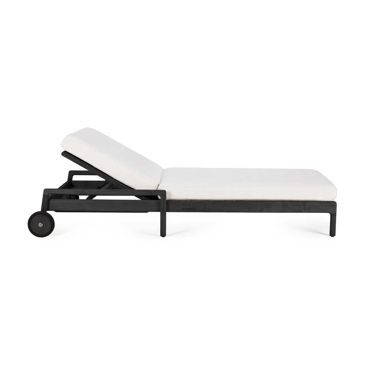 Jack Gartenliege verstellbar - lackiertes Teak - schwarz - Off White Stoff - 216 x 84 x 34 cm - ZEN ZONE Furniture
