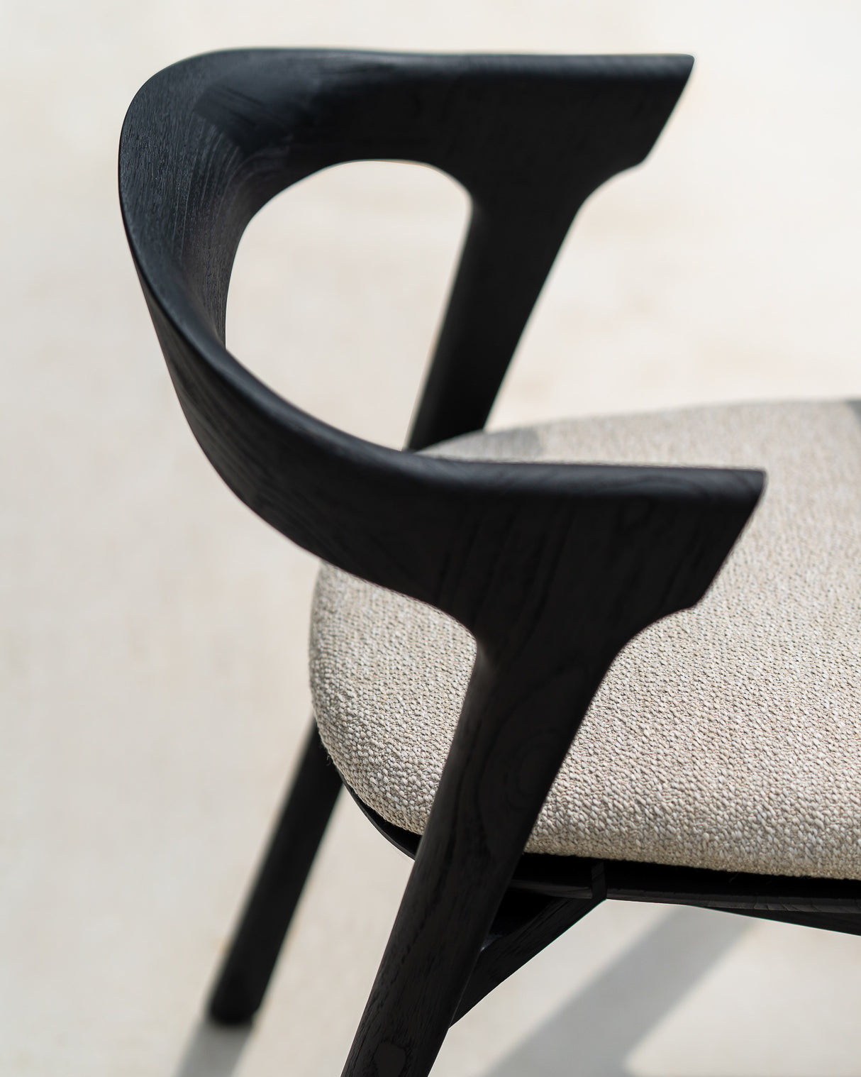 Bok Gartenstuhl - lackiertes Teak - schwarz - Naturstoff - 50 x 54 x 76 cm - ZEN ZONE