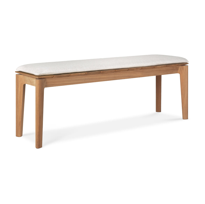 Bok Gartenbank - Teak - Off White Stoff - 2+ Sitzer - 137 x 35 x 49 cm - ZEN ZONE Furniture