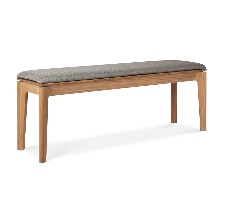 Bok Gartenbank - Teak - Mocha Stoff - 2+ Sitzer - 137 x 35 x 49 cm - ZEN ZONE Furniture