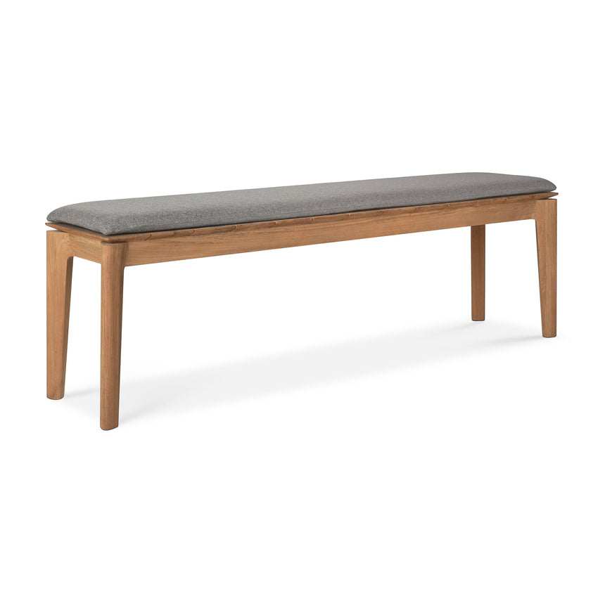 Bok Gartenbank - Teak - Mocha Stoff - 3+ Sitzer - 162 x 35 x 49 cm - ZEN ZONE Furniture