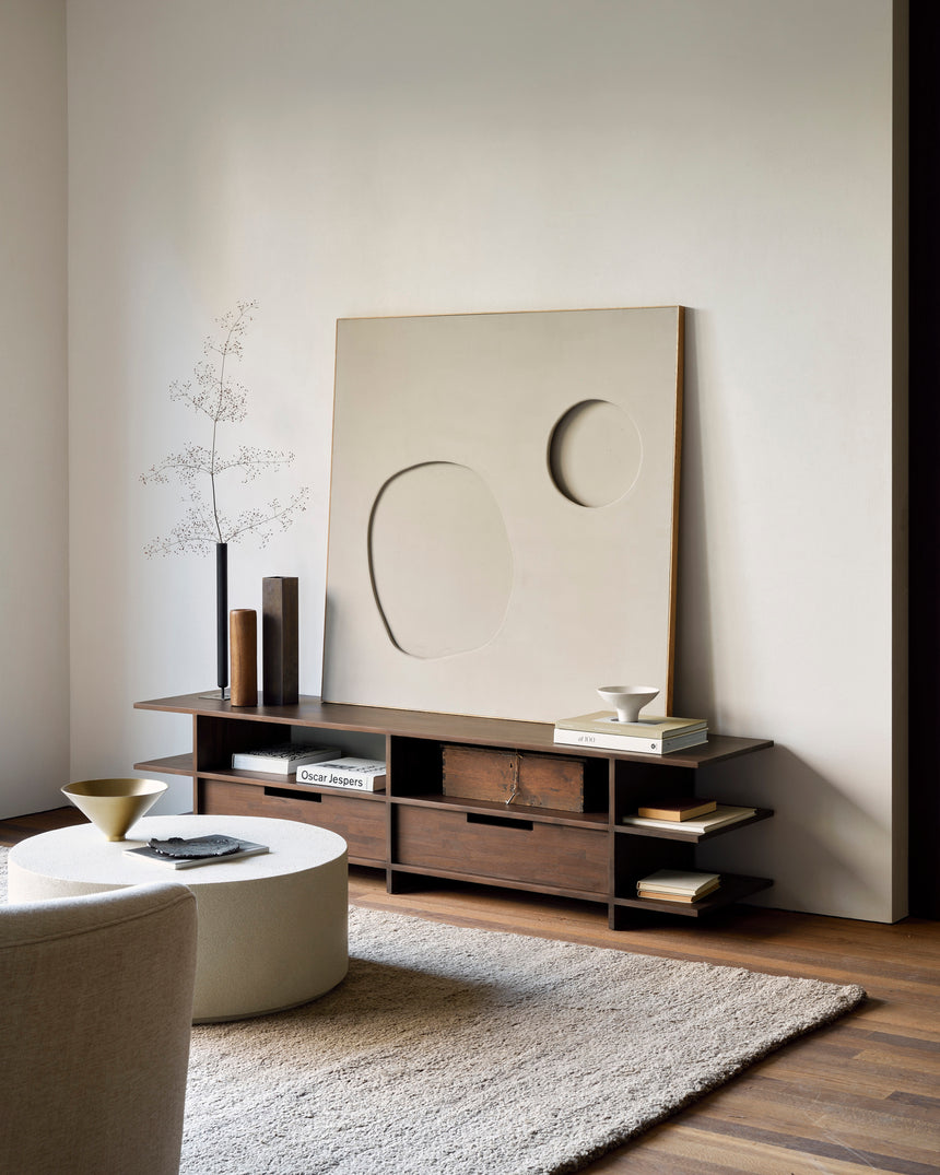 Kabuki TV-Schrank - lackiertes Teak - braun - 2 Schubladen - 200 x 45 x 48 cm - ZEN ZONE