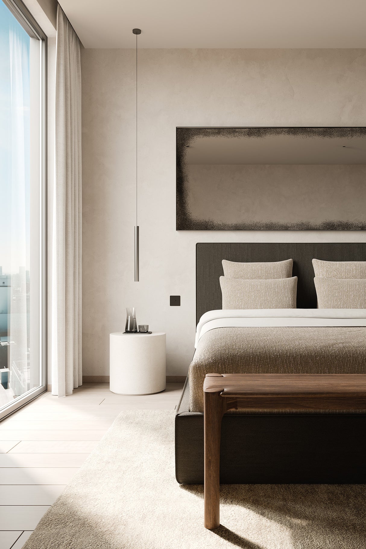 Elements Beistelltisch - Mikrozement - Off White - rund - 40 x 40 x 42 cm - ZEN ZONE Furniture