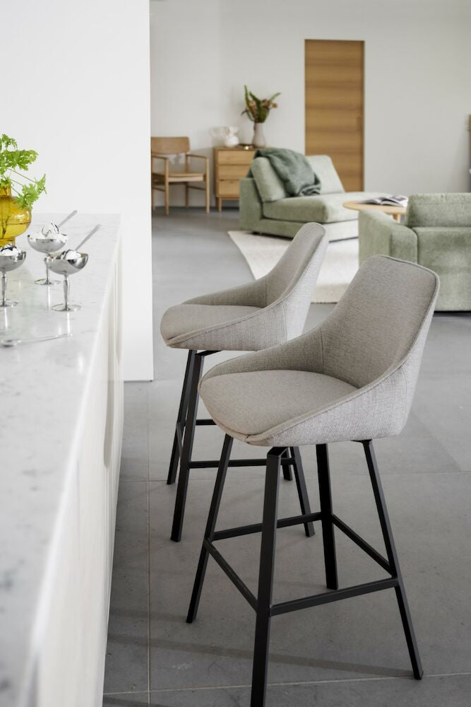 ALISON Barhocker Beige/schwarz 48x54x96cm - ZEN ZONE Furniture