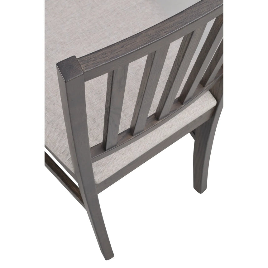 FILIPPA Essstuhl aus massiver Eiche und Stoff, in Dunkelbraun/Beige, 44x51x92 cm - ZEN ZONE Furniture