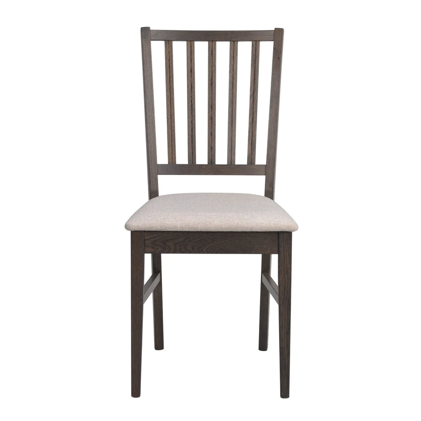 FILIPPA Essstuhl aus massiver Eiche und Stoff, in Dunkelbraun/Beige, 44x51x92 cm - ZEN ZONE Furniture