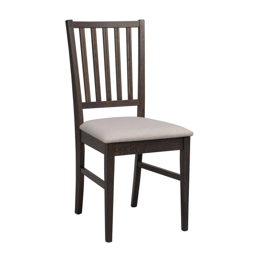 FILIPPA Essstuhl aus massiver Eiche und Stoff, in Dunkelbraun/Beige, 44x51x92 cm - ZEN ZONE Furniture