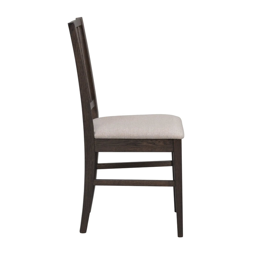 FILIPPA Essstuhl aus massiver Eiche und Stoff, in Dunkelbraun/Beige, 44x51x92 cm - ZEN ZONE Furniture