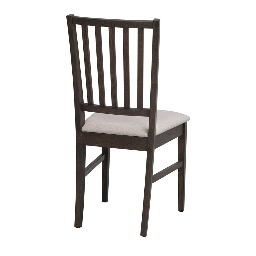 FILIPPA Essstuhl aus massiver Eiche und Stoff, in Dunkelbraun/Beige, 44x51x92 cm - ZEN ZONE Furniture