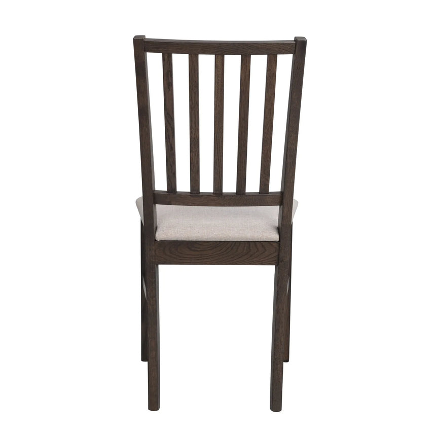 FILIPPA Essstuhl aus massiver Eiche und Stoff, in Dunkelbraun/Beige, 44x51x92 cm - ZEN ZONE Furniture