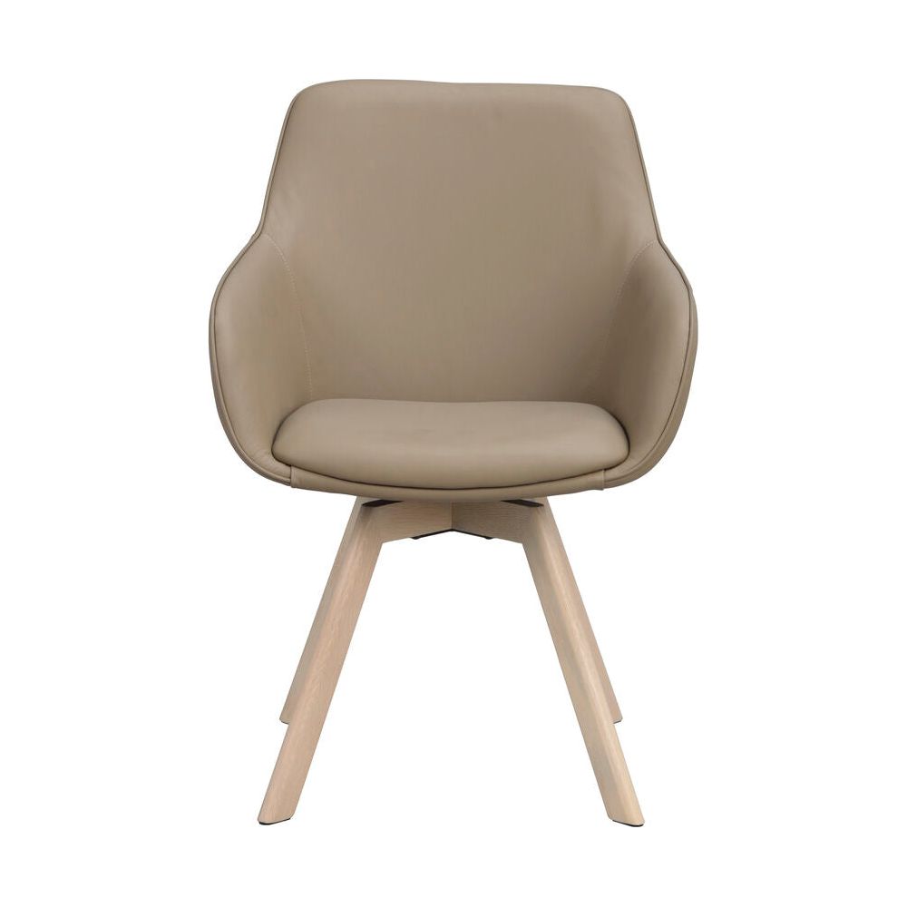 ALISON Essstuhl Beige/Weiß pigmentiert Leder 58x60x88cm - ZEN ZONE Furniture
