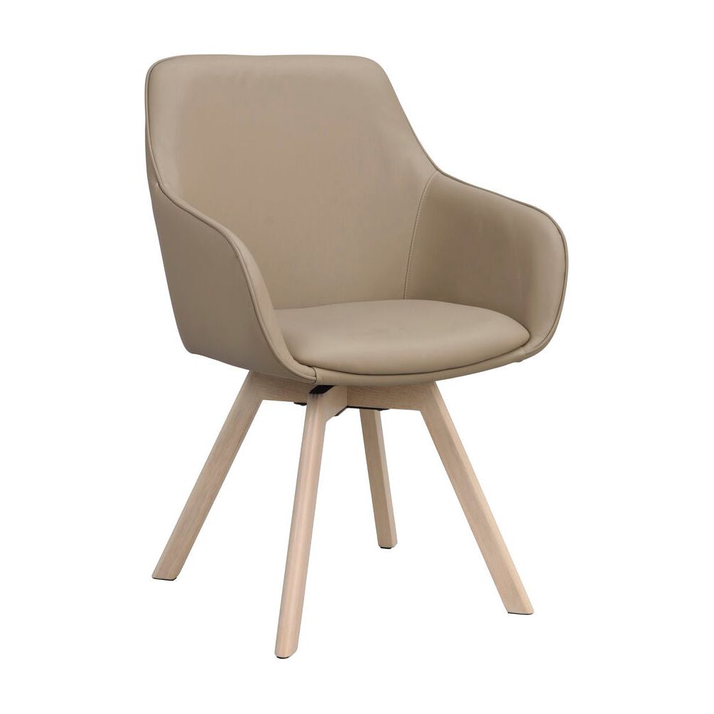 ALISON Essstuhl Beige/Weiß pigmentiert Leder 58x60x88cm - ZEN ZONE Furniture