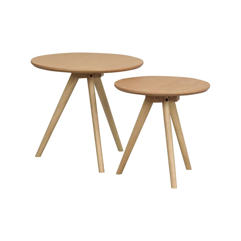 YUMI Couchtisch 2er-Set Rund Eiche 50x50x45cm - ZEN ZONE Furniture
