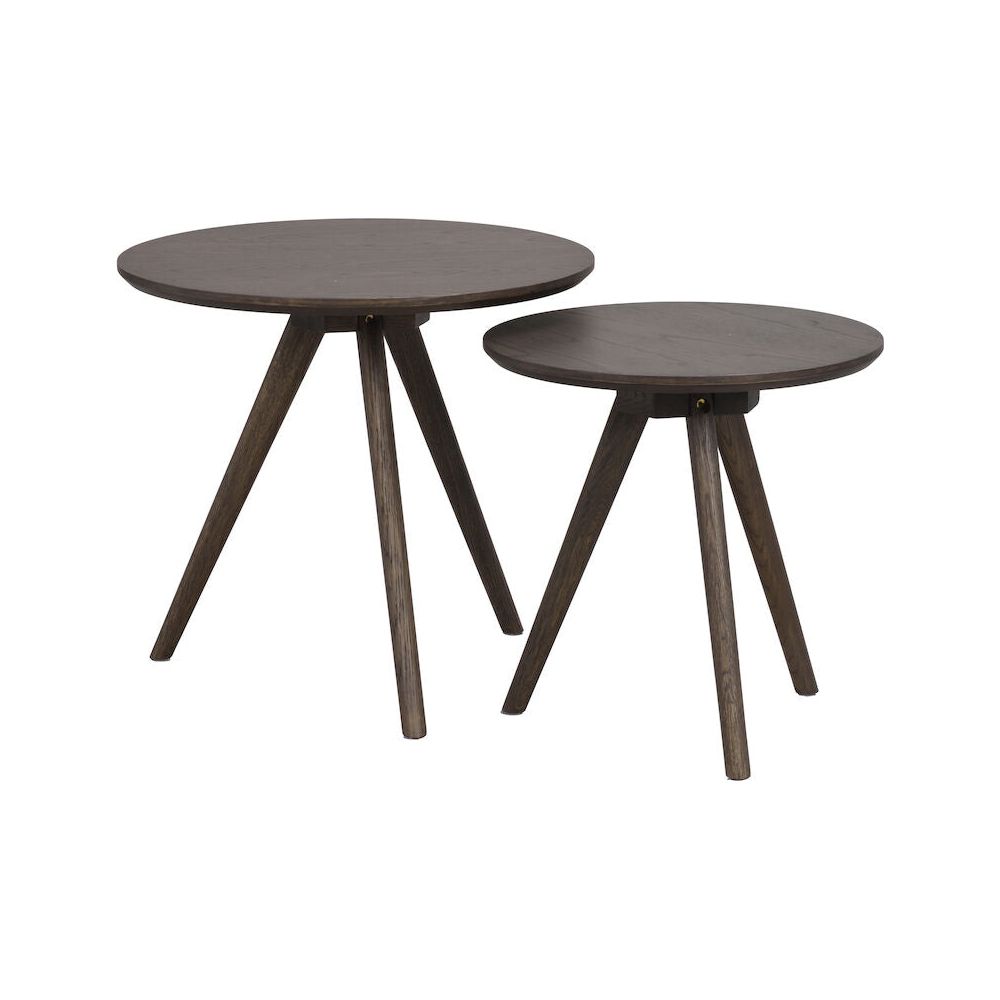 YUMI Couchtisch 2er-Set Rund Braun 50x50x45cm - ZEN ZONE Furniture