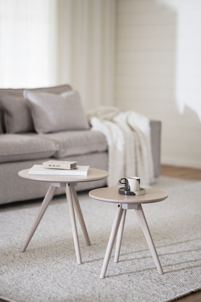 YUMI Couchtisch 2er-Set Rund Weiß pigmentiert 50x50x45cm - ZEN ZONE Furniture